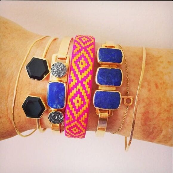 NWT Janna Conner Pink Agate Ruby 18kt Gold Bracelet Good Luck Cuff Bangle Dainty - Picture 12 of 12